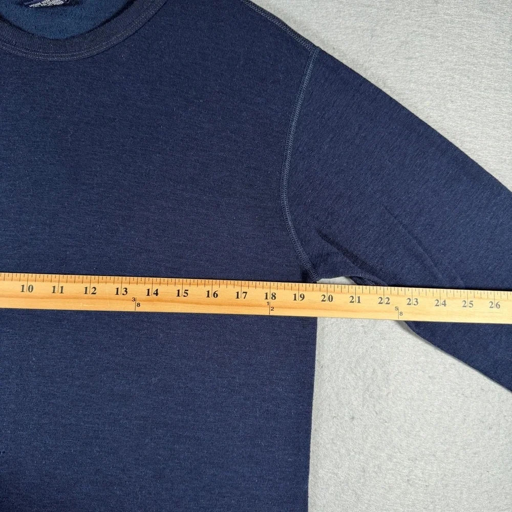 Duofold Mens Large Navy Blue Wool Blend Thermal‎ Base Layer Shirt Made in USA